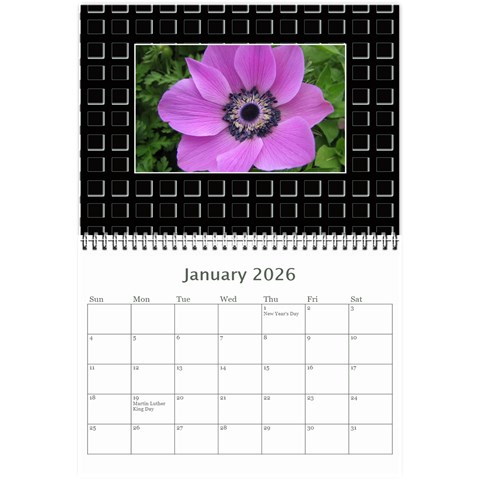 Modern Black And White Calendar 2026 (any Year) 8 5x6 By Deborah Jan 2026
