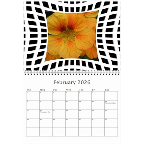 Modern Black And White Calendar 2026 (any Year) 8 5x6 By Deborah Feb 2026
