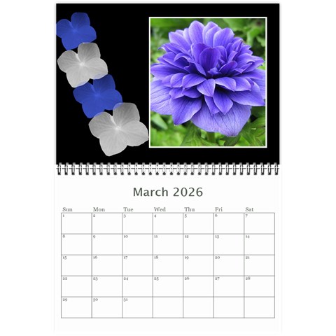 Modern Black And White Calendar 2026 (any Year) 8 5x6 By Deborah Mar 2026