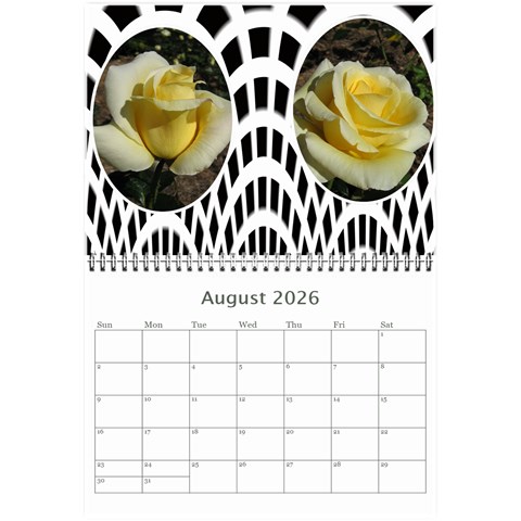 Modern Black And White Calendar 2026 (any Year) 8 5x6 By Deborah Aug 2026