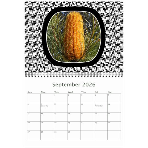 Modern Black And White Calendar 2026 (any Year) 8 5x6 By Deborah Sep 2026
