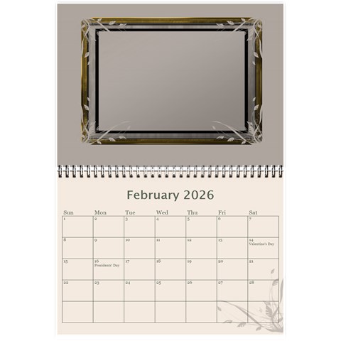 Cream Classic 2026 (any Year) Calendar 8 5x6 By Deborah Feb 2026