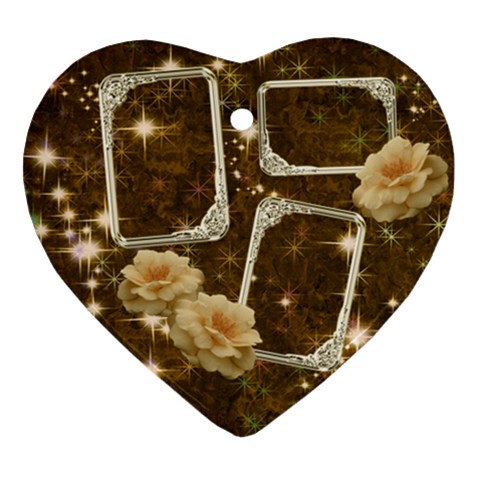 Neutral Gold Rose Star 2 Side Heart Ornament By Ellan Back