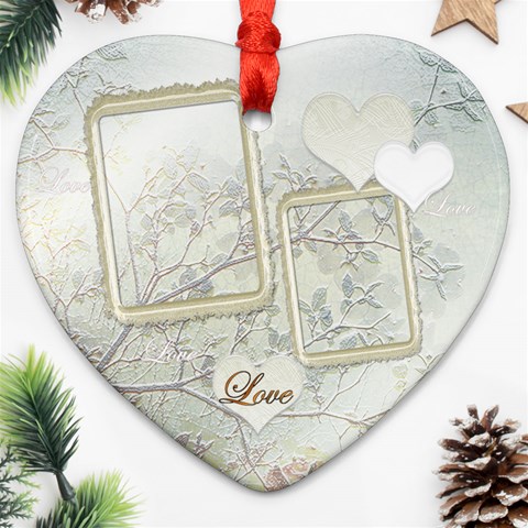 Wedding Love 2 Side Heart Ornament By Ellan Front