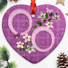 Purple flower spring easter 2 side Heart ornament - Heart Ornament (Two Sides)