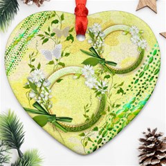 Yellow spring flower 2 side Heart ornament - Heart Ornament (Two Sides)