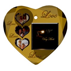Love Heart Gold 2 side Heart ornament - Heart Ornament (Two Sides)