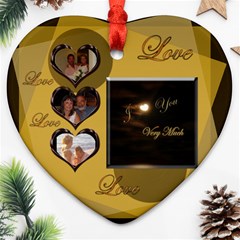 Love Heart Gold 2 side Heart ornament - Heart Ornament (Two Sides)