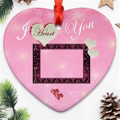 I Heart You pink 2 side ornament - Heart Ornament (Two Sides)