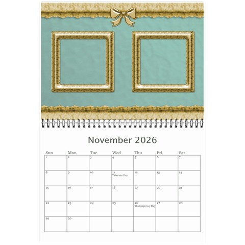 Formal Elegant (any Year) 2026 Calendar 8 5x6 By Deborah Nov 2026