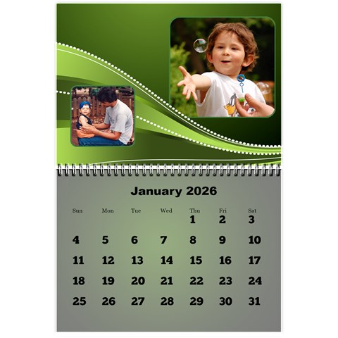 Styled In Green 2026 Calendar (large Numbers) Mini By Deborah Jan 2026