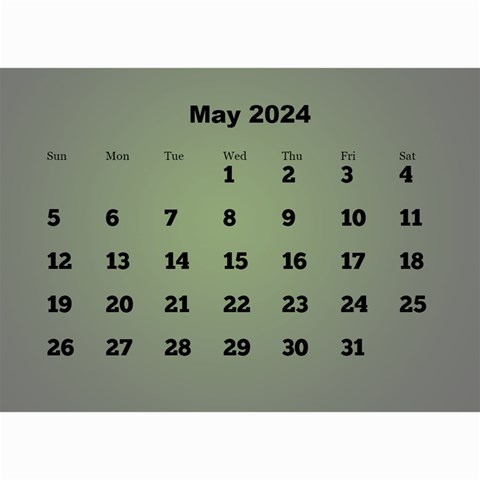 Styled In Green 2024 Calendar (large Numbers) Mini By Deborah Oct 2024