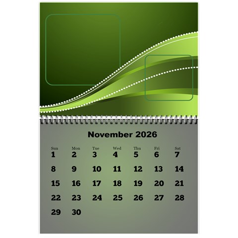 Styled In Green 2026 Calendar (large Numbers) Mini By Deborah Nov 2026