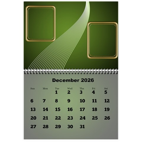Styled In Green 2026 Calendar (large Numbers) Mini By Deborah Dec 2026