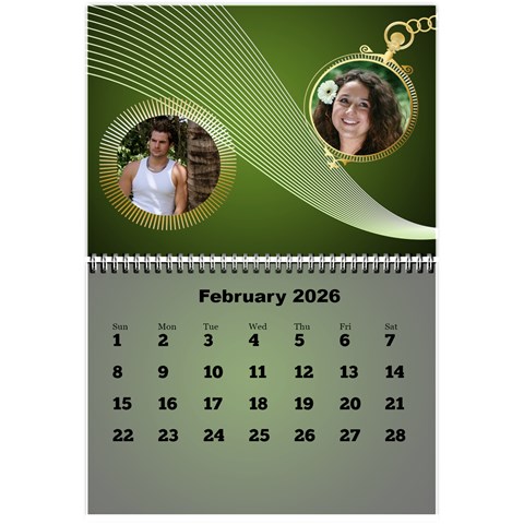 Styled In Green 2026 Calendar (large Numbers) Mini By Deborah Feb 2026