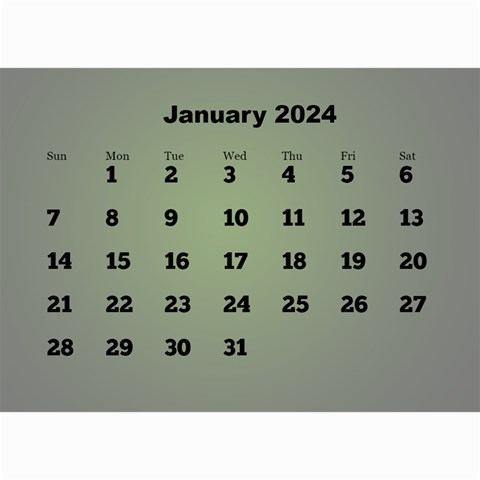 Styled In Green 2024 Calendar (large Numbers) Mini By Deborah Feb 2024