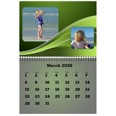 Styled In Green 2026 Calendar (large Numbers) Mini By Deborah Mar 2026