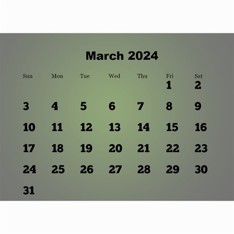 Styled In Green 2024 Calendar (large Numbers) Mini By Deborah Jun 2024