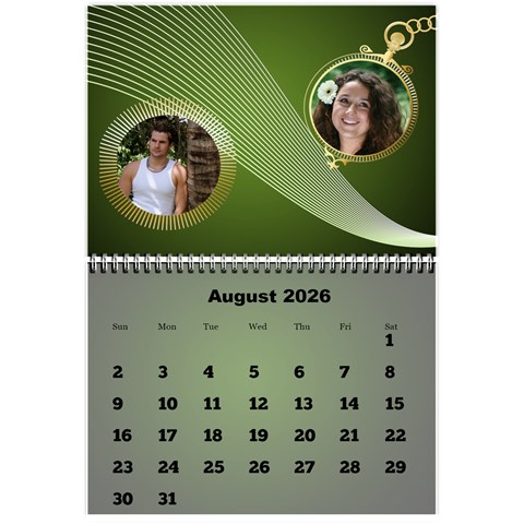 Styled In Green 2026 Calendar (large Numbers) Mini By Deborah Aug 2026