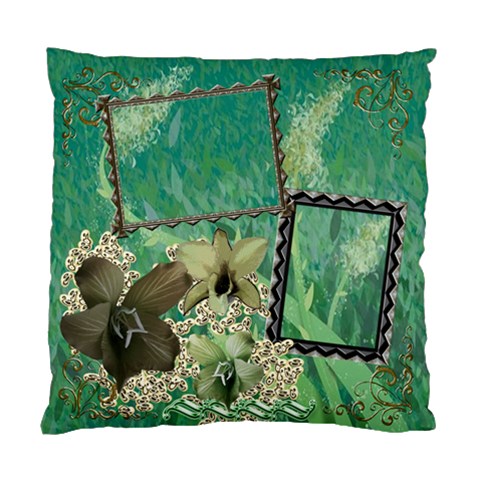 Green Aqua Floral Double Sided Cushion Case  By Ellan Front