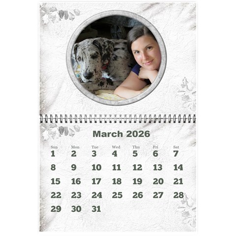 General Purpose Textured 2026 Calendar (large Numbers) Mini By Deborah Mar 2026