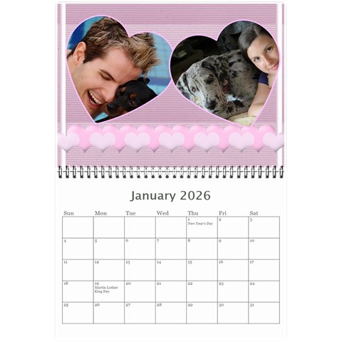 Subtle Hearts 2026  (any Year) Calendar 8 5x6 By Deborah Jan 2026