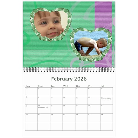 Subtle Hearts 2026  (any Year) Calendar 8 5x6 By Deborah Feb 2026