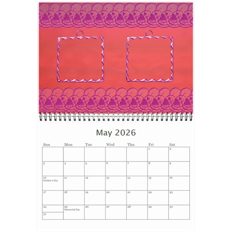 Subtle Hearts 2026  (any Year) Calendar 8 5x6 By Deborah May 2026