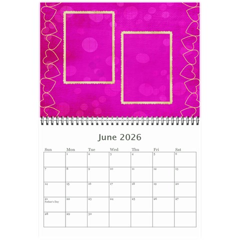 Subtle Hearts 2026  (any Year) Calendar 8 5x6 By Deborah Jun 2026