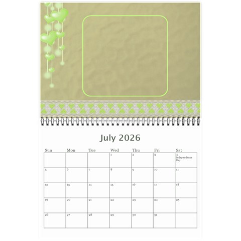 Subtle Hearts 2026  (any Year) Calendar 8 5x6 By Deborah Jul 2026