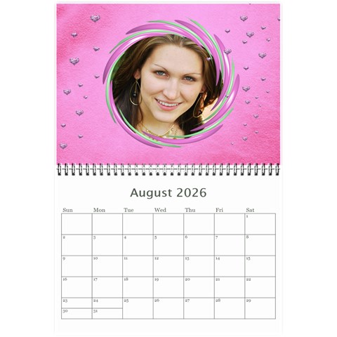 Subtle Hearts 2026  (any Year) Calendar 8 5x6 By Deborah Aug 2026