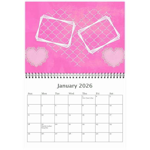 Happy Pink 2026 (any Year) Calendar 8 5x6 By Deborah Jan 2026