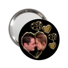 All Heart Black and Gold Handbag Mirror - 2.25  Handbag Mirror