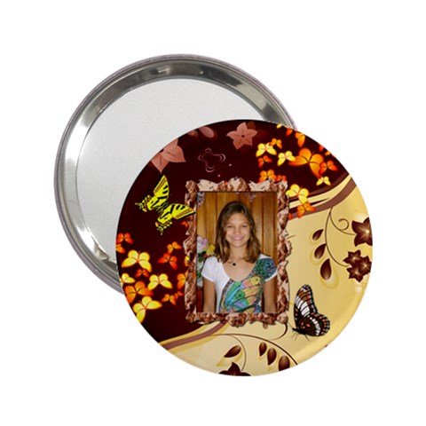Brown And Tan Butterfly Hand Mirror By Kim Blair Front