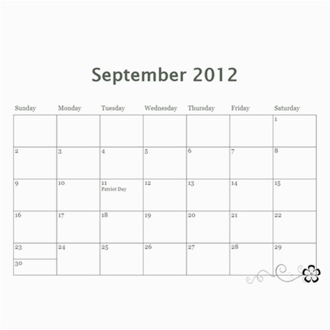 Calendar 1 By Sandra Oldham Sep 2012