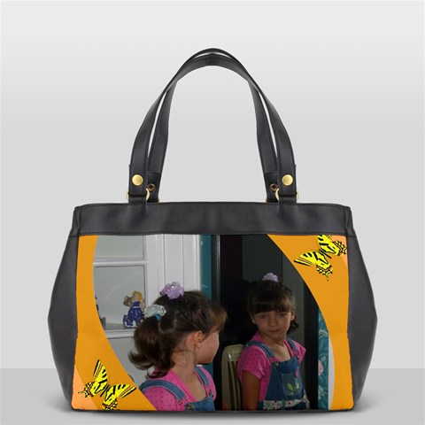 Yellow Butterfly Over Sized Office Handbag By Kim Blair Front
