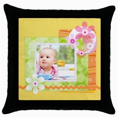 flower - Throw Pillow Case (Black)