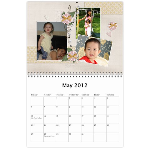 2012 Calendar By Trinh May 2012