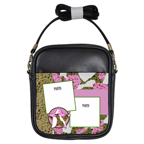 Pink Cammo Girls Sling Bag By Amanda Bunn Front