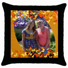 gold butterfly pillow case - Throw Pillow Case (Black)