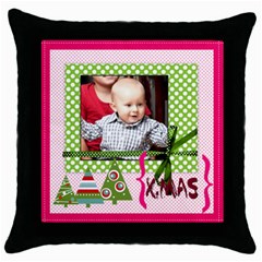 Merry Christmas 1 - Throw Pillow Case (Black)