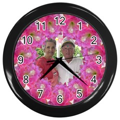 Framed with flower clock - Wall Clock (Black)