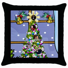 Christmas window throw pillow - Throw Pillow Case (Black)