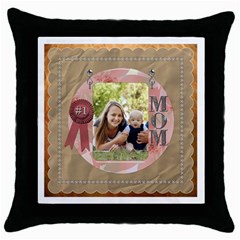 Number One Mom Throw Pillow Case - Throw Pillow Case (Black)