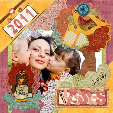 Autumn Kisses By Amarie 12 x12  Scrapbook Page - 1