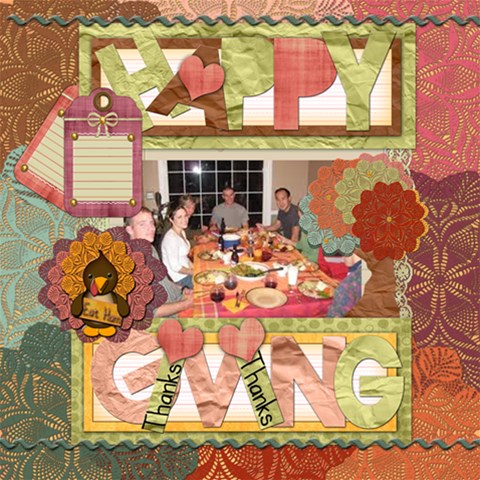 Autumn Happy Thanks Giving By Amarie 12 x12  Scrapbook Page - 1