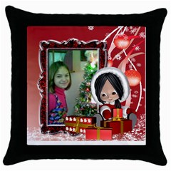 Christmas child pillow case - Throw Pillow Case (Black)