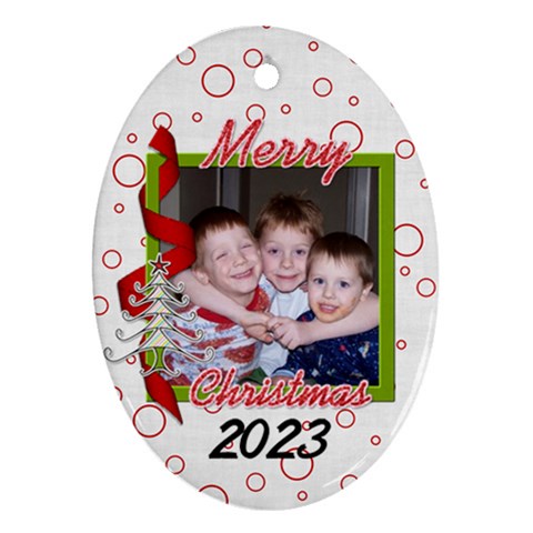Oval Christmas Ornament 2023 B By Martha Meier Front