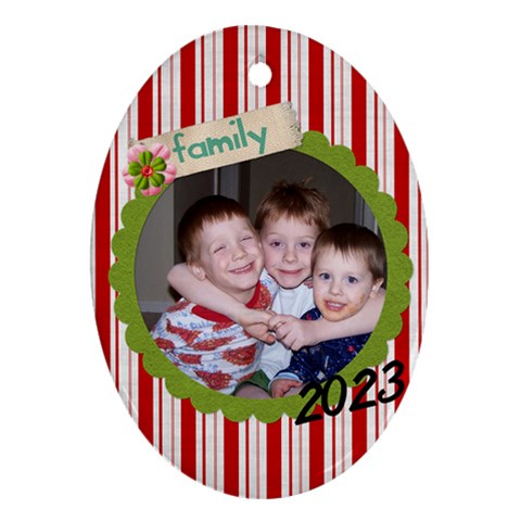Oval Christmas Ornament 2011 Family By Martha Meier Front