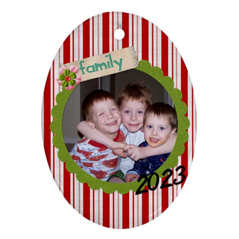 Oval Christmas Ornament 2023 Family By Martha Meier Front
